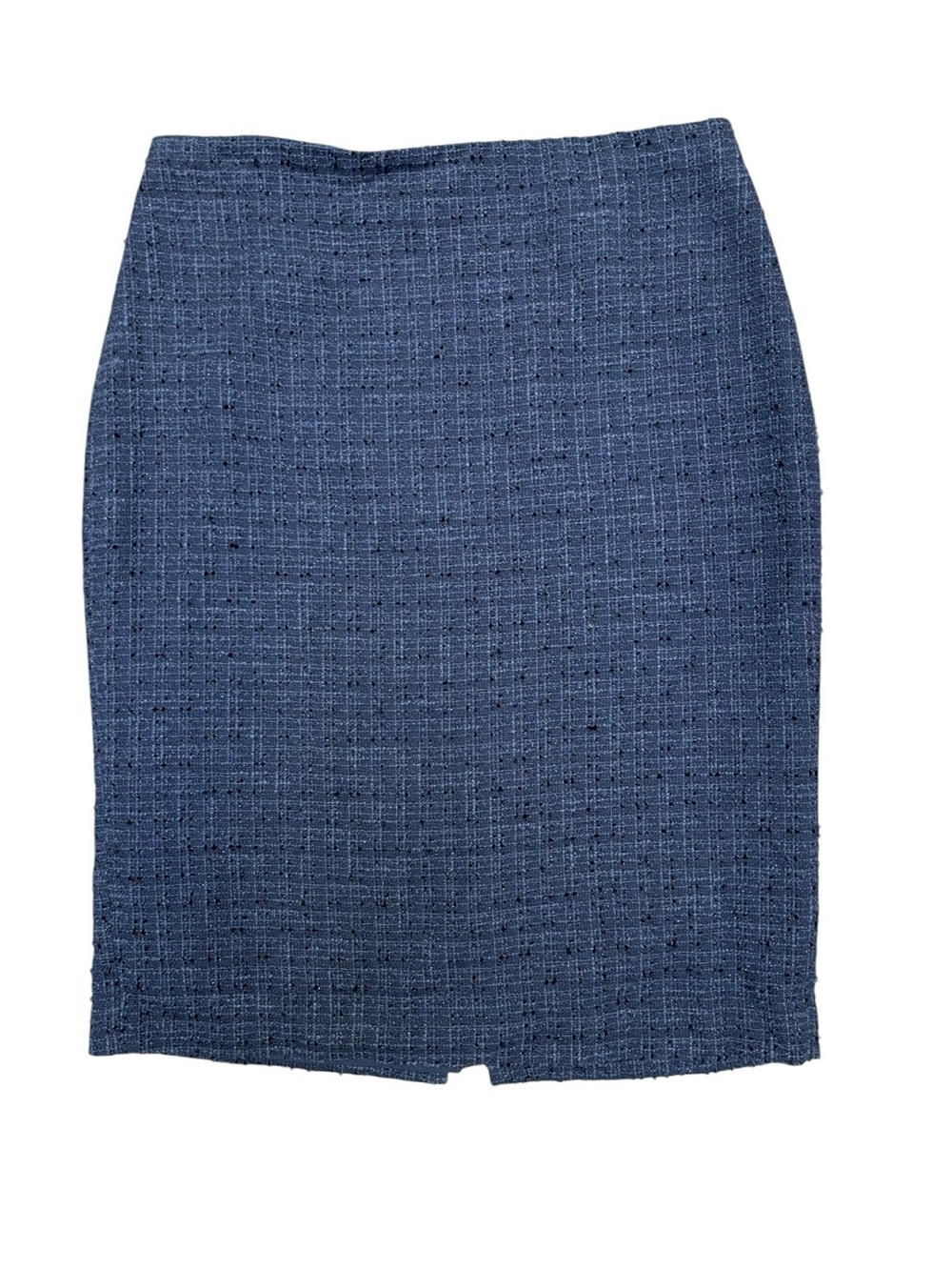 Ann Taylor Blue Tweed Pencil Skirt Size 8 Textured Cotton Career Office Classic